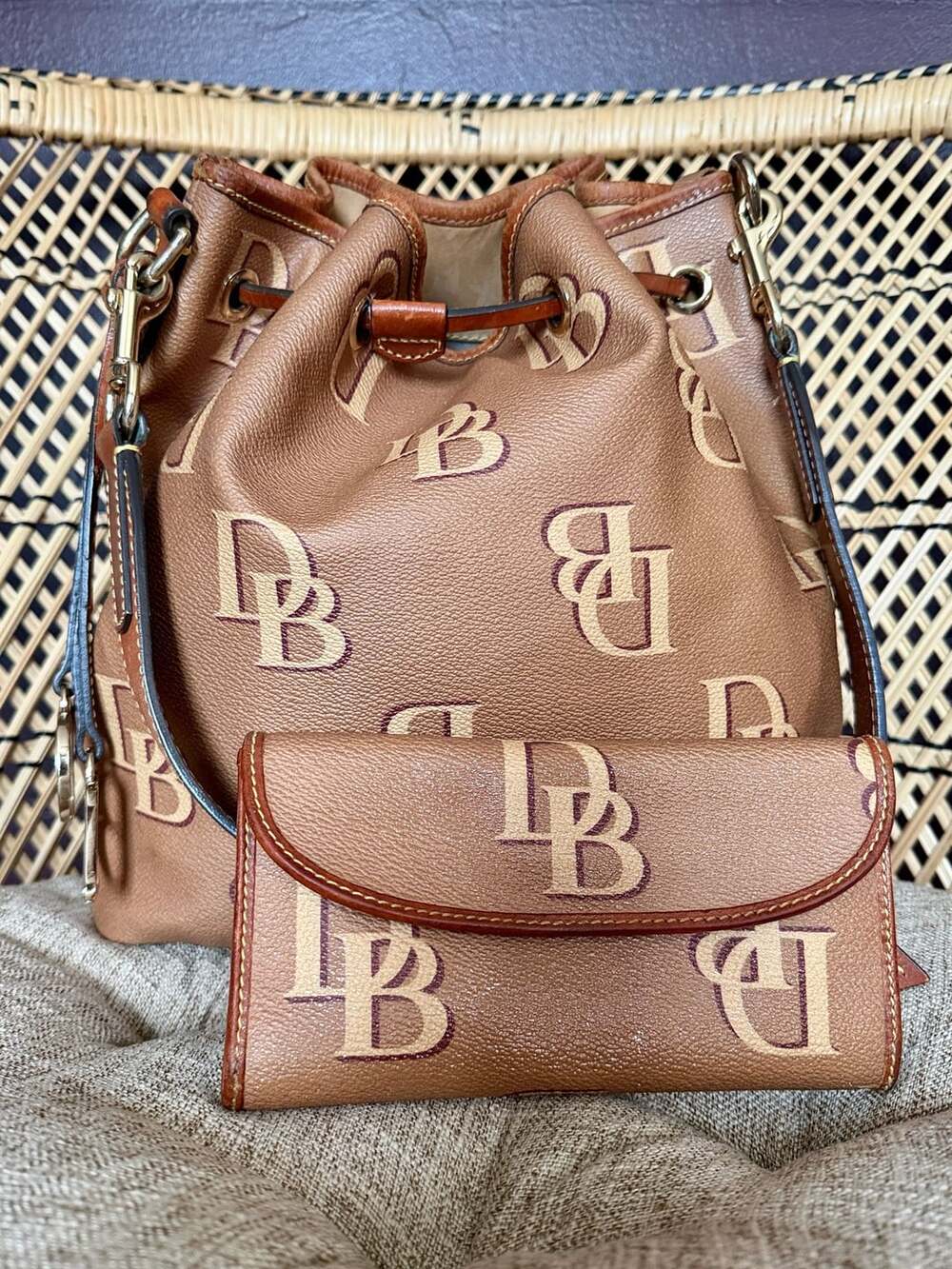 Dooney & Bourke Monogram Bucket Bag & wallet set